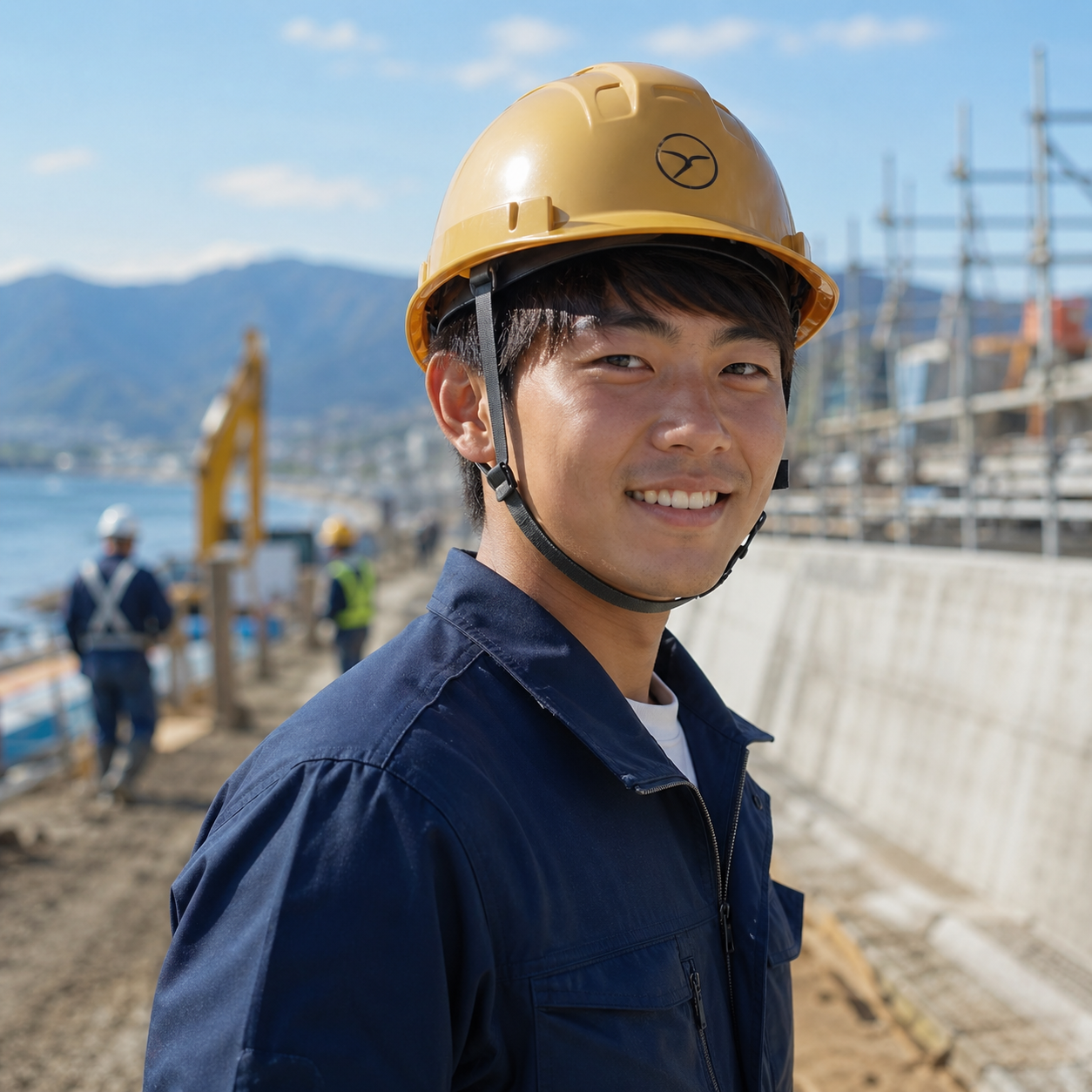 22歳の若手土木作業員のポートレート